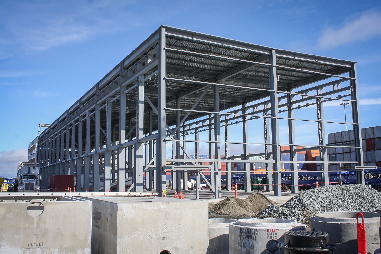 Completed structural steel frame